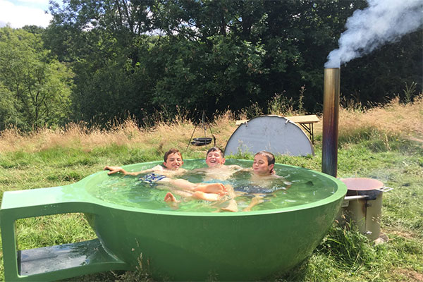 Wood fired hot tub
